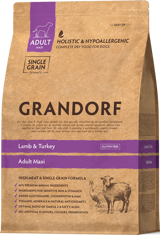 GRANDORF MAXI Adult Dog Lamb & Turkey сухой низкозерновой корм для собак крупных пород ЯГНЕНОК и ИНДЕЙКА (3 кг) (1)